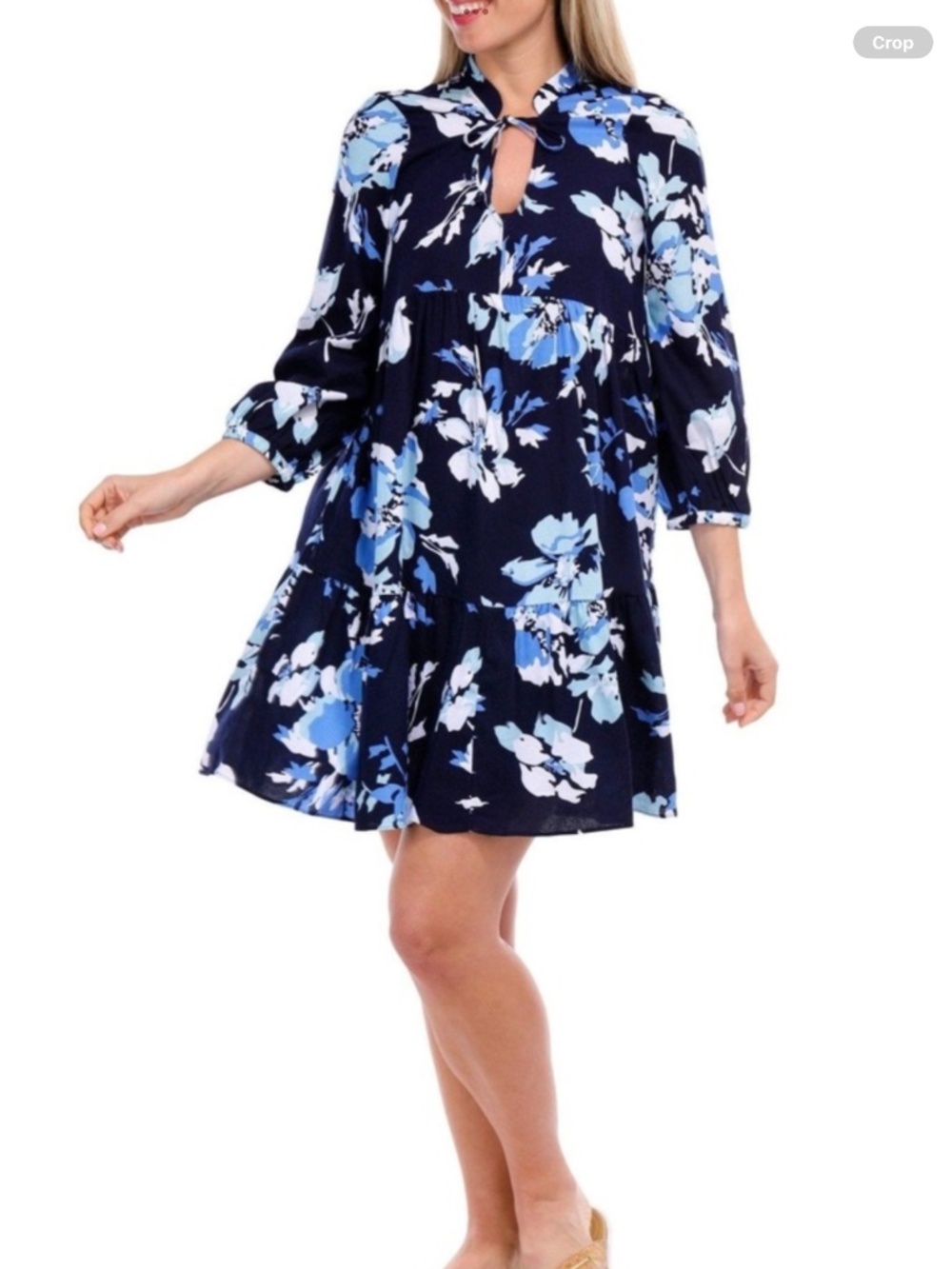 Ellen Tracy Floral Tiered Babydoll Dress, size XS